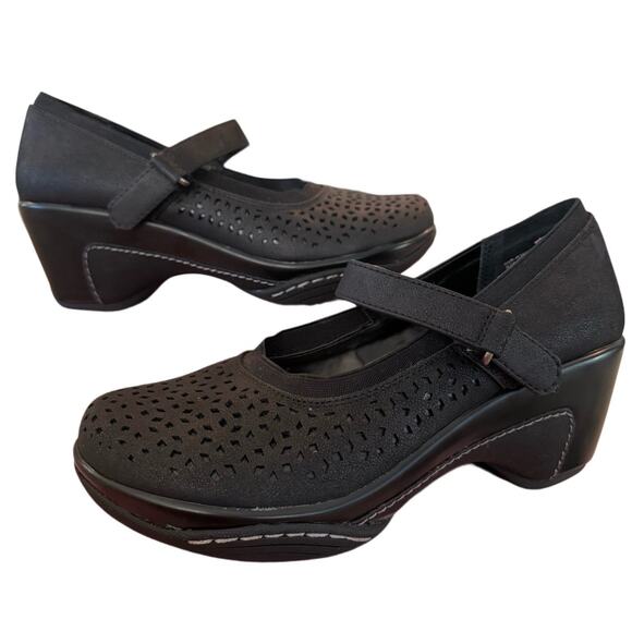 Rialto Black Mary Jane Wedge Shoes Whimsy Goth Preppy Comfort Arch Support 7M - Picture 6 of 9
